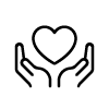 Hands lifting up heart icon