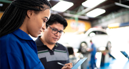 Customer and car repair service writer