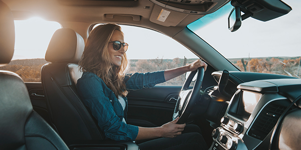 Woman driving a car