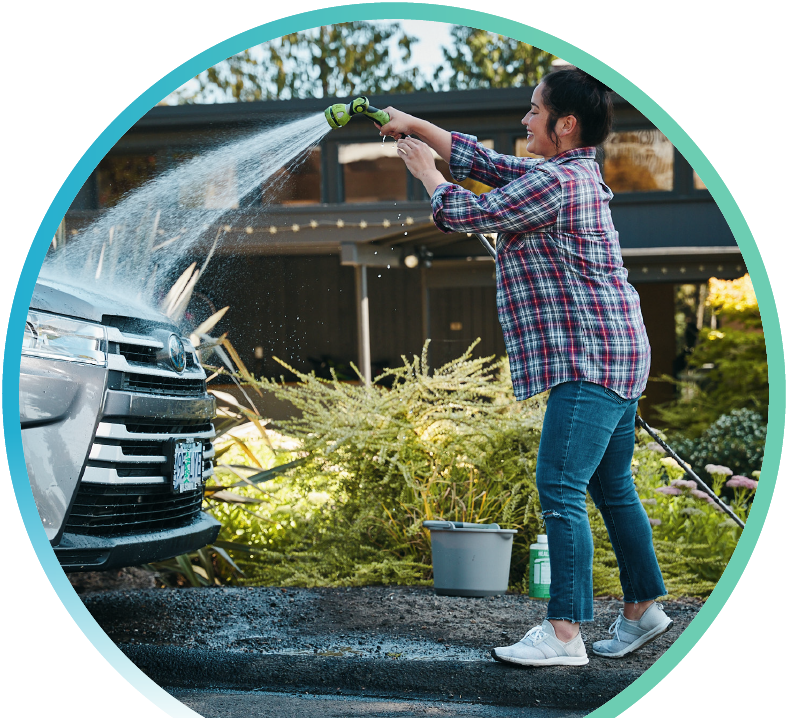 washing a car