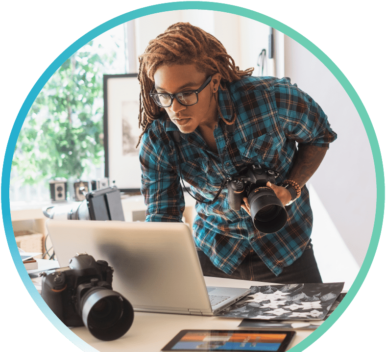 Man with a photography camera