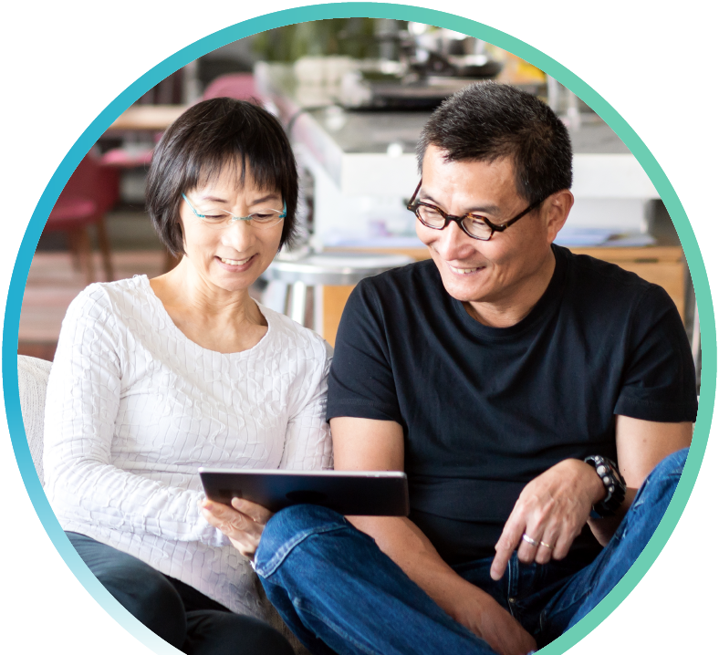 A couple using a tablet