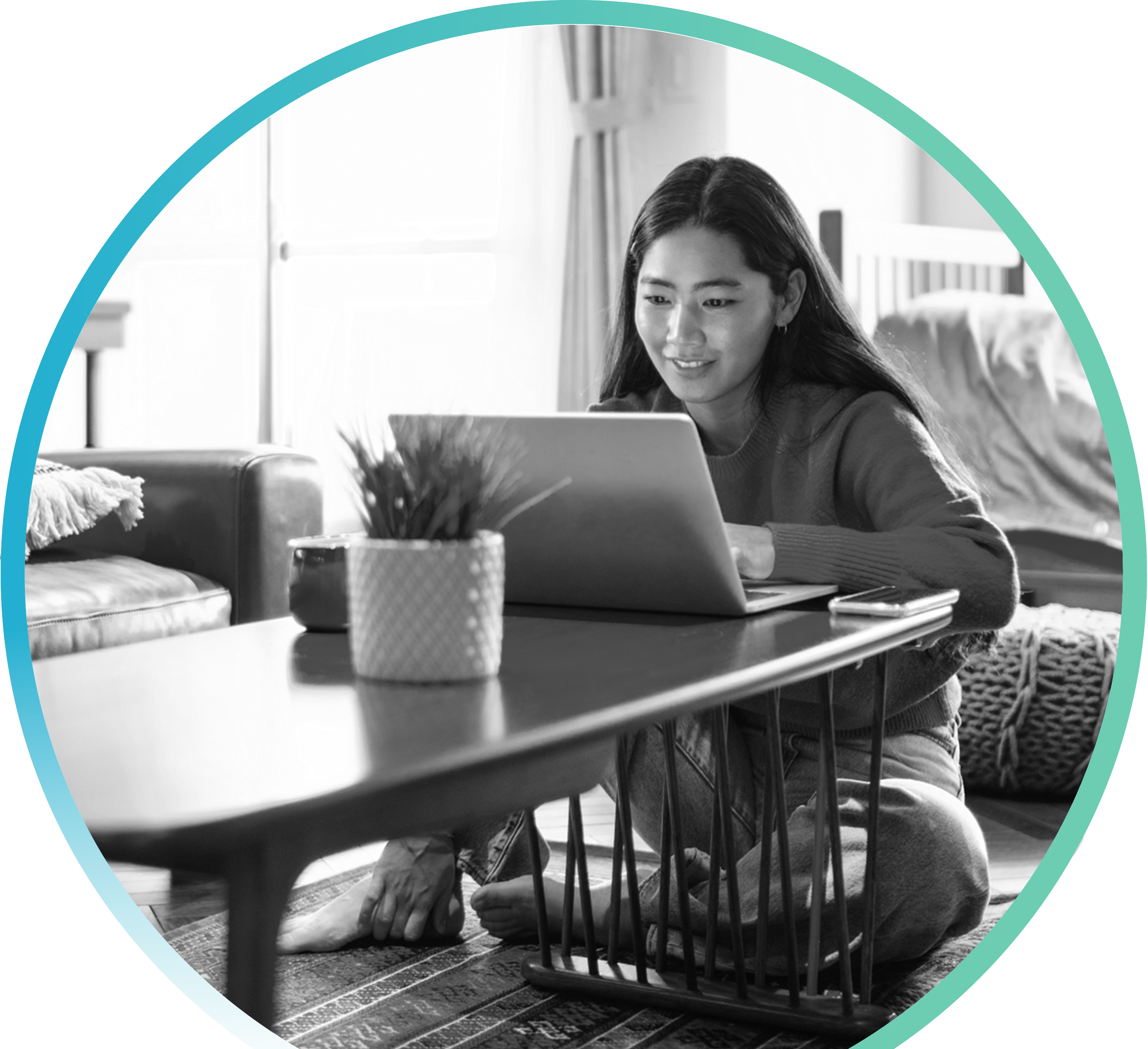 A woman working on a laptop