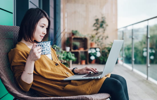 A girl using here laptop