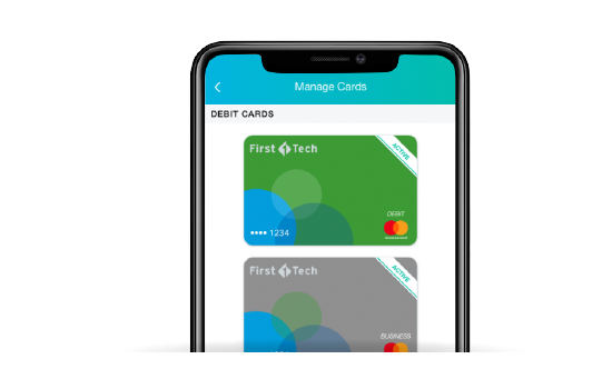 Manage Debit Cards on the First Tech Federal Credit Union mobile app