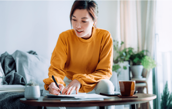 A woman working