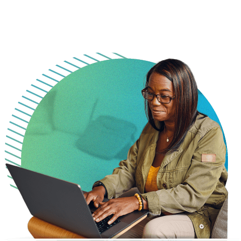 Woman working on her laptop