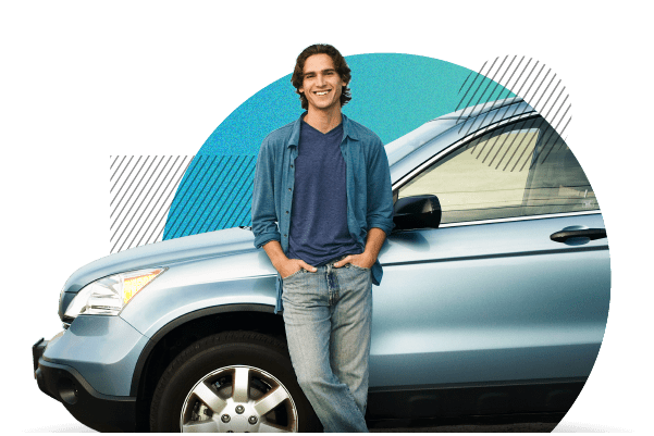Guy in front of new car