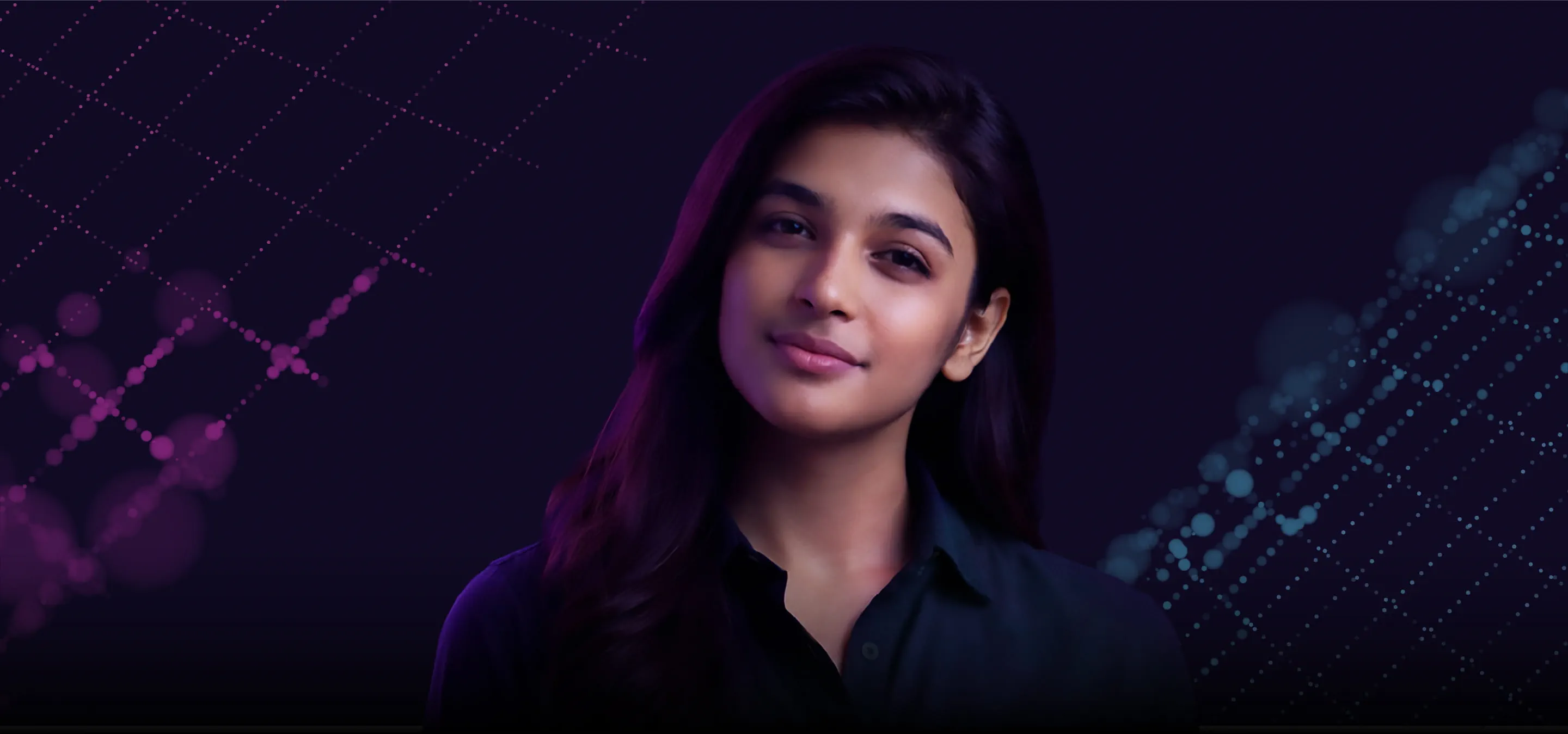 Smiling woman on a dark background