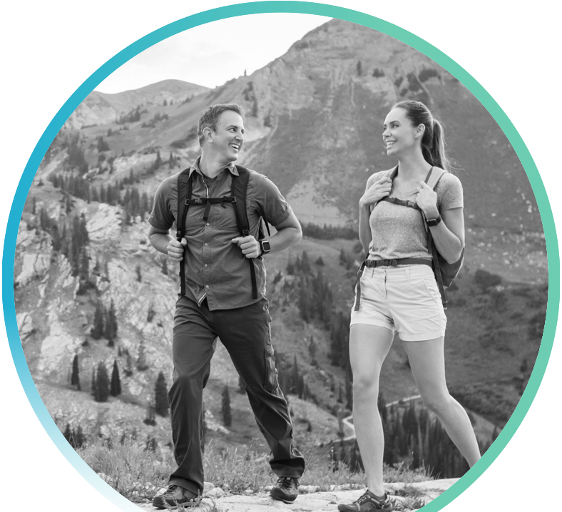 A couple trekking