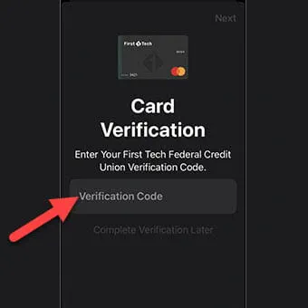 How to add card in apple pay step 5 Enter Verification Code