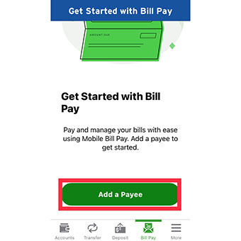 how to add a payee in billpay mobile step 2