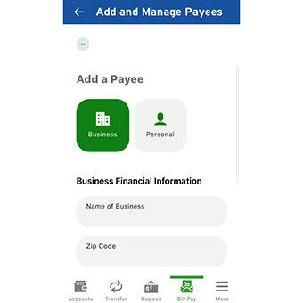 how to add a payee in billpay mobile step 4