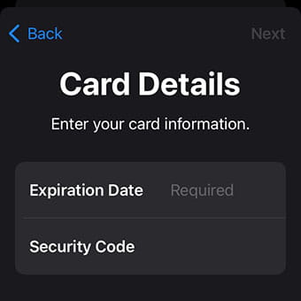 Enter your card's expiration date and three or four-digit cvv code