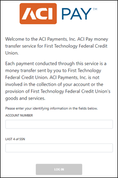 ACI pay log in page.