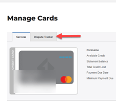 Red arrow pointing to "Dispute Tracker" tab.