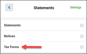 Red arrow pointing to Tax Forms
