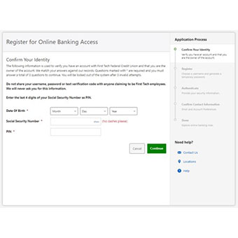 Register digital banking step