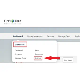 Two Factor Authentication Step 1. Red arrow pointing up to Security tab.