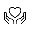 Hands lifting up heart icon