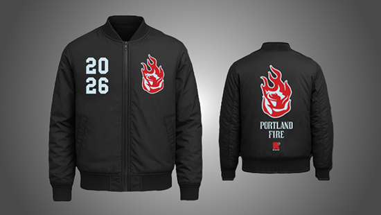 Portland Fire black bomber jacket