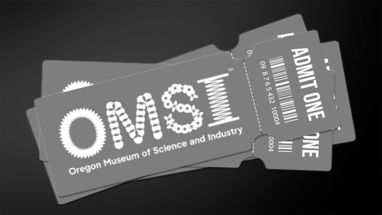 OMSI Ticket Sample grey on black background