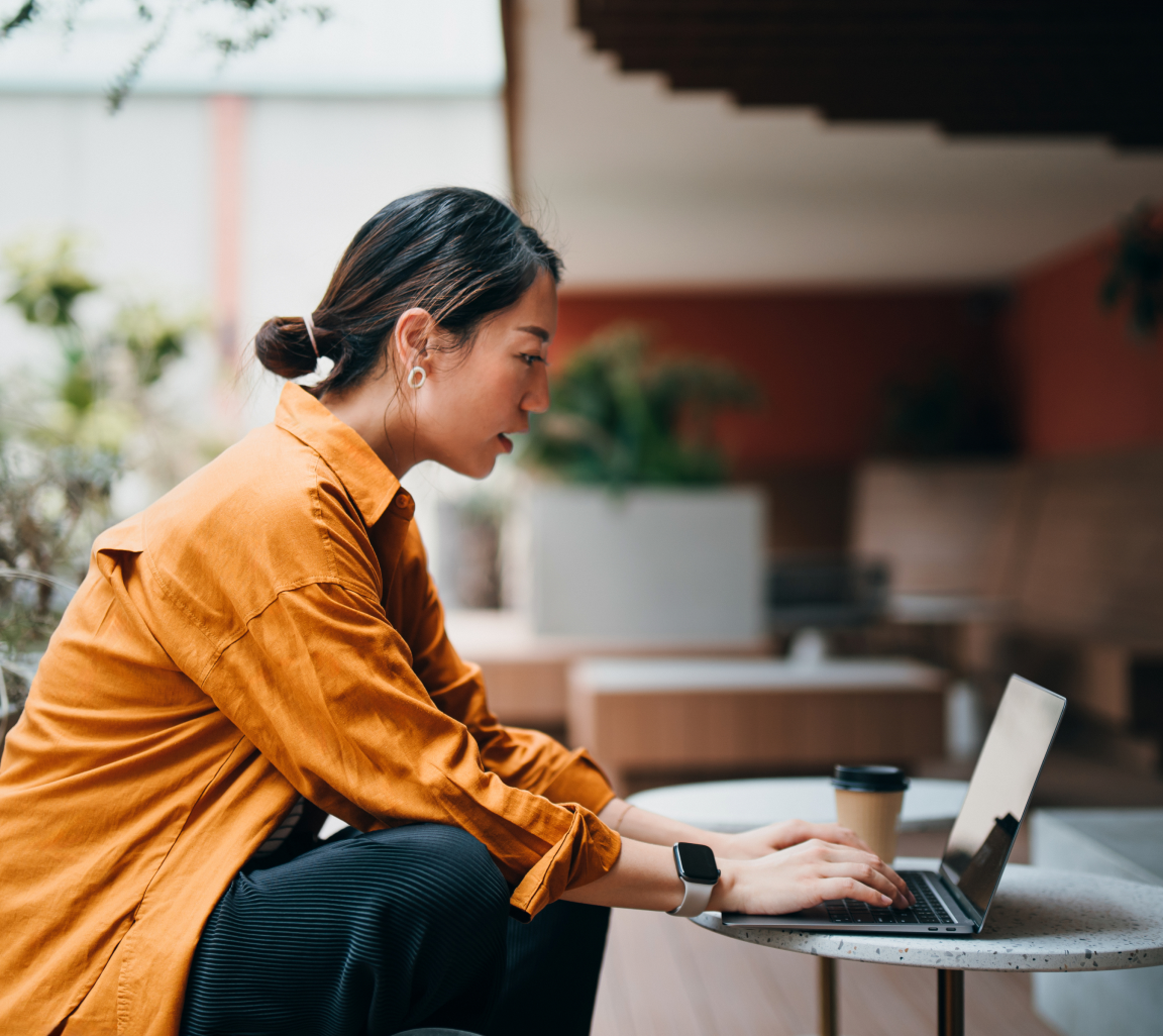 Girl typing on computer