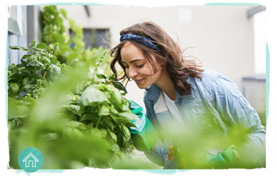 woman smelling flowers