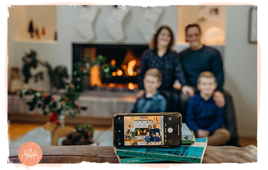 taking a family portrait at home