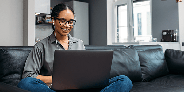 woman on a laptop working