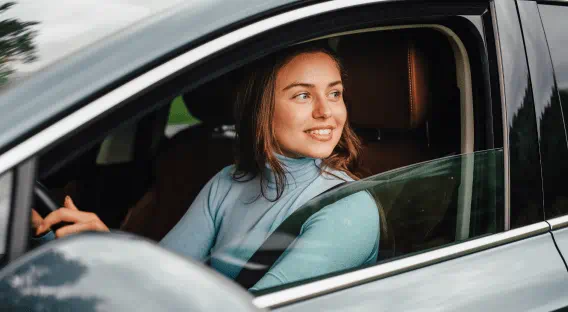 woman in the car