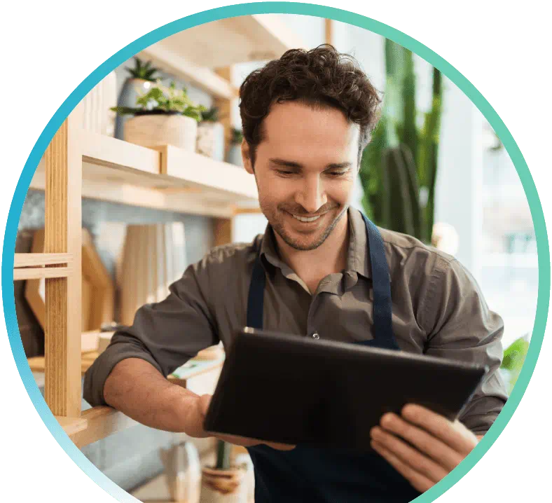 Person looking at tablet