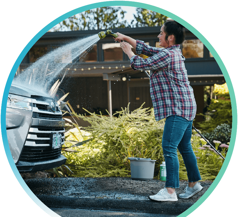 washing a car