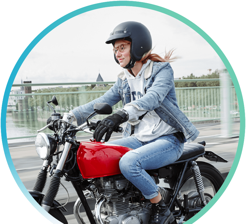 person riding on a motorcycle