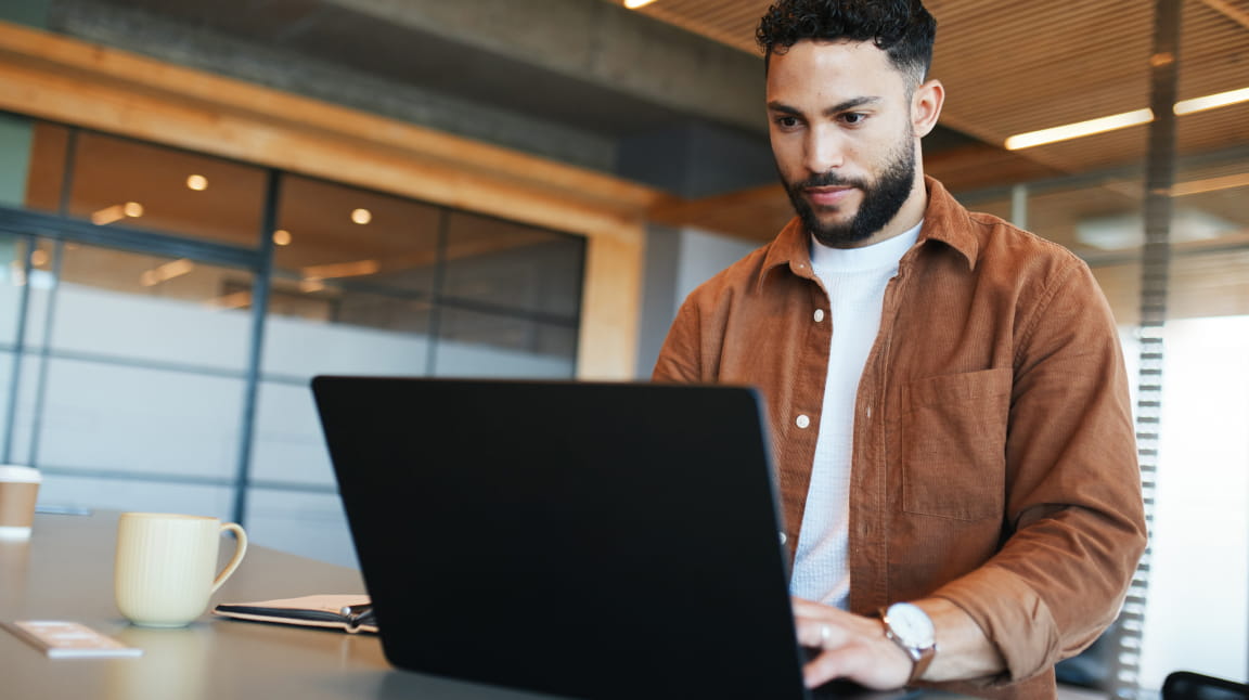 a man working on his computer