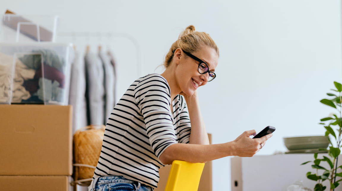 a lady checking on her phone