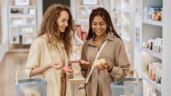 Two women shopping.