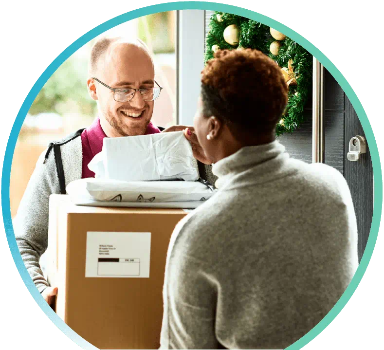 Woman receiving a package delivery