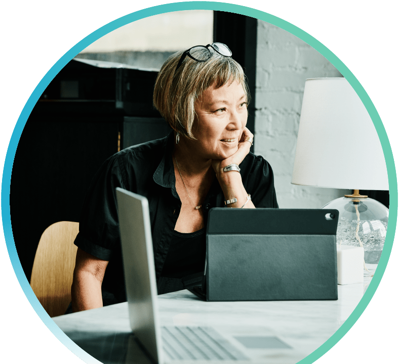 A woman working