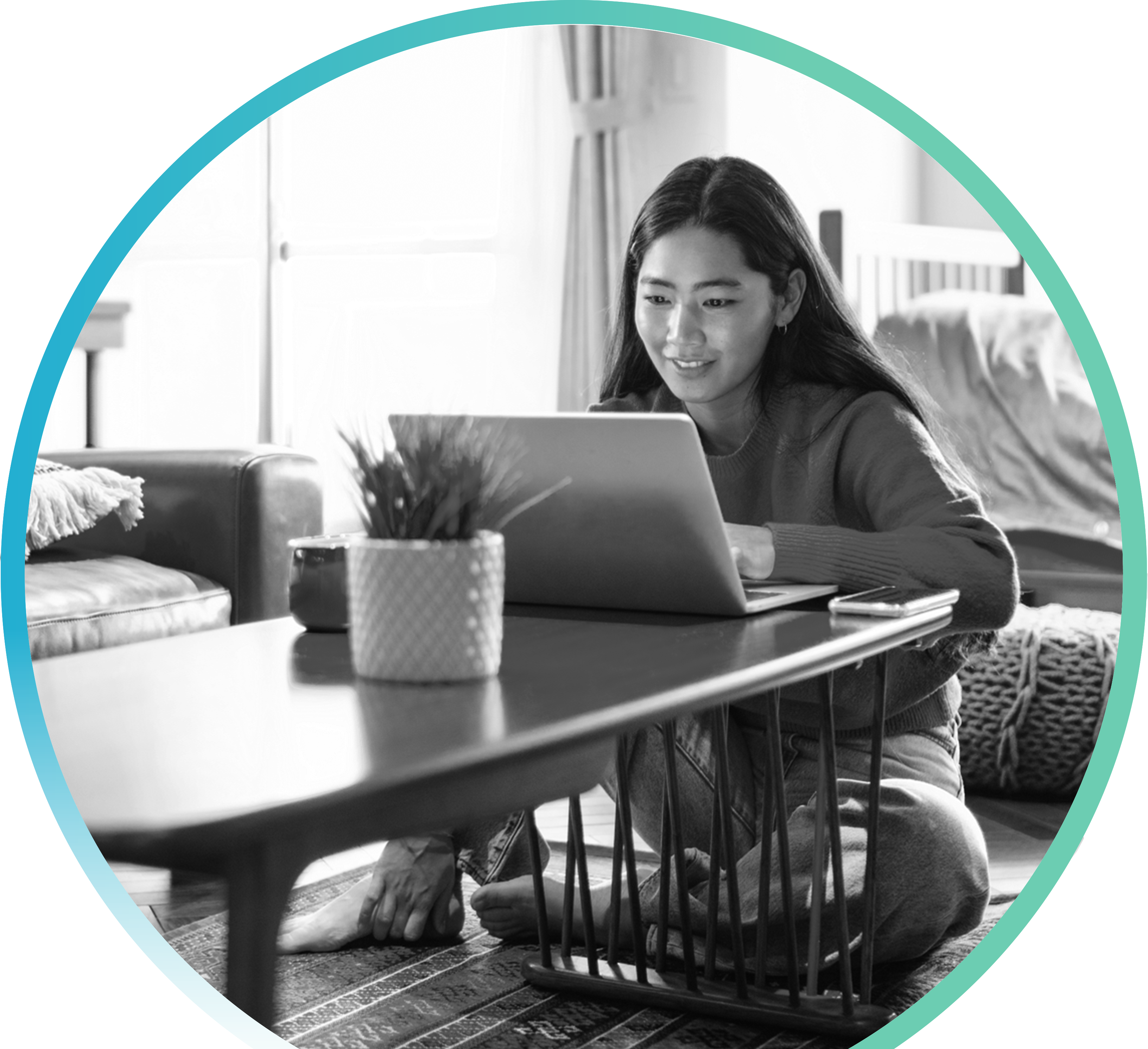 A woman working on a laptop