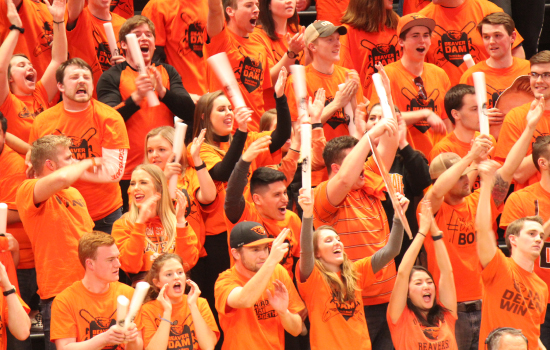 crowd in OSU orange t-shirts