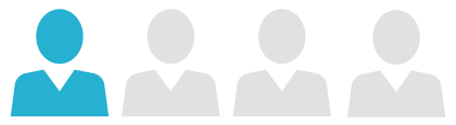 Four silhouettes depicting a person's torso and head. Of of the silhouettes is shaded in turquoise, while the other three are shaded in a light grey.