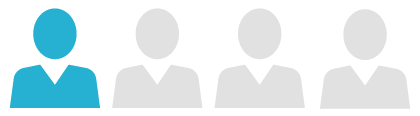 Four silhouettes depicting a person's torso and head. Of of the silhouettes is shaded in turquoise, while the other three are shaded in a light grey.