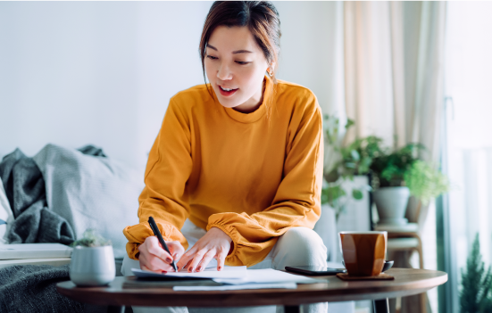 A woman working